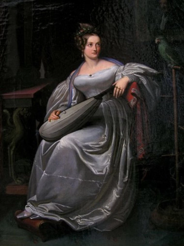 Ritratto della cantante Henriette Sonntag con liuto e pappagallo - Führermuseum, Linz